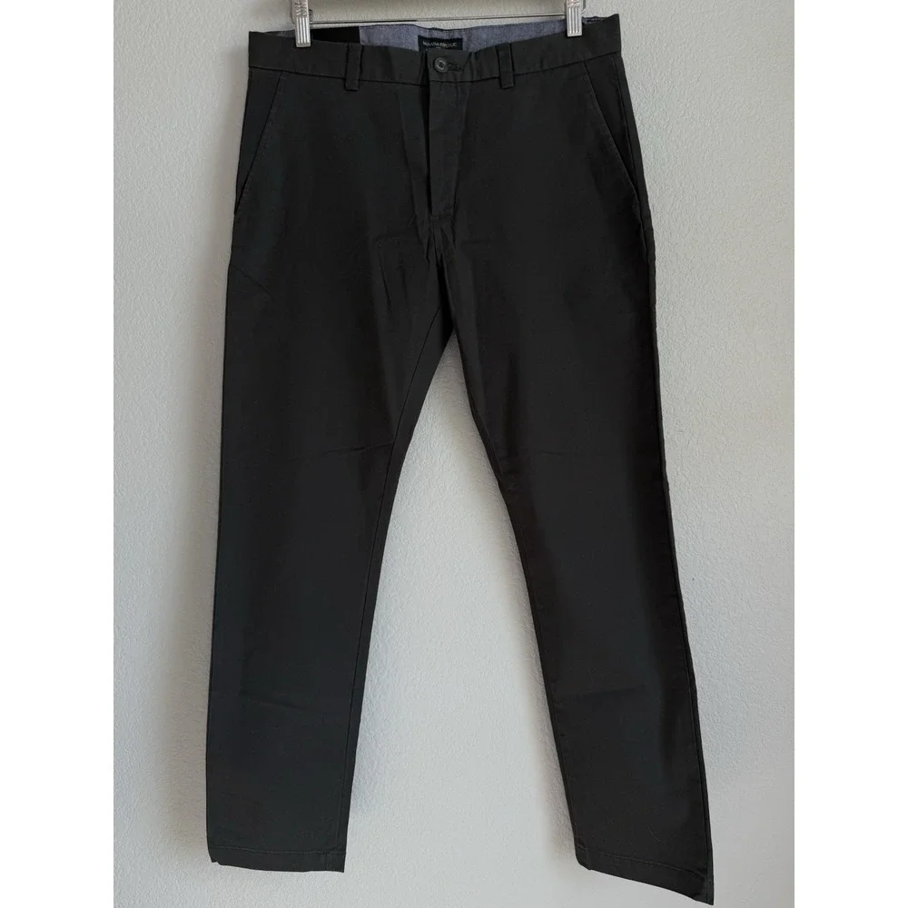 Banana Republic Pants Mens Size 33x32 Flint Gray Fulton Stretch Chino Office NEW